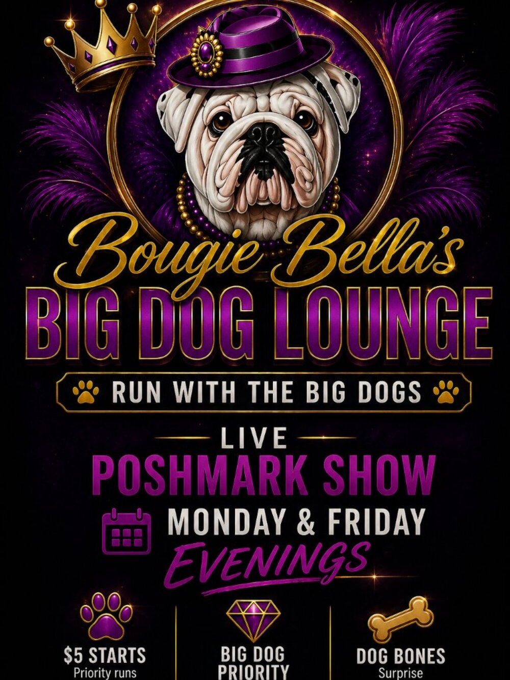Bougie Bella's Live Show Flyer 🐶💜